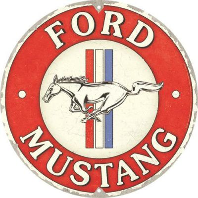 Ford Mustang Okrągły Tłoczony Szyld Plakat Reklama 35cm